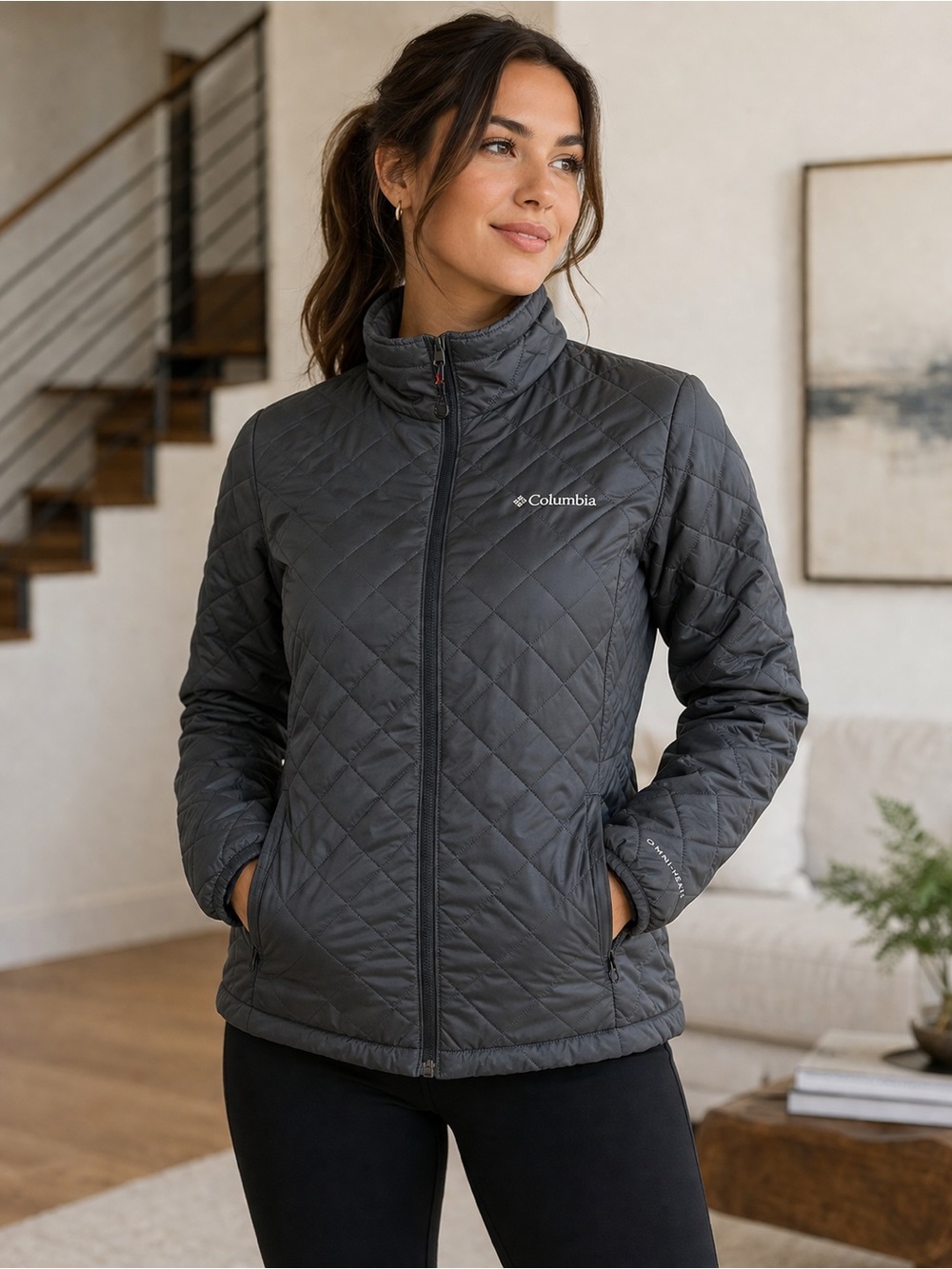Columbia Black Quilted Puffer Jacket large